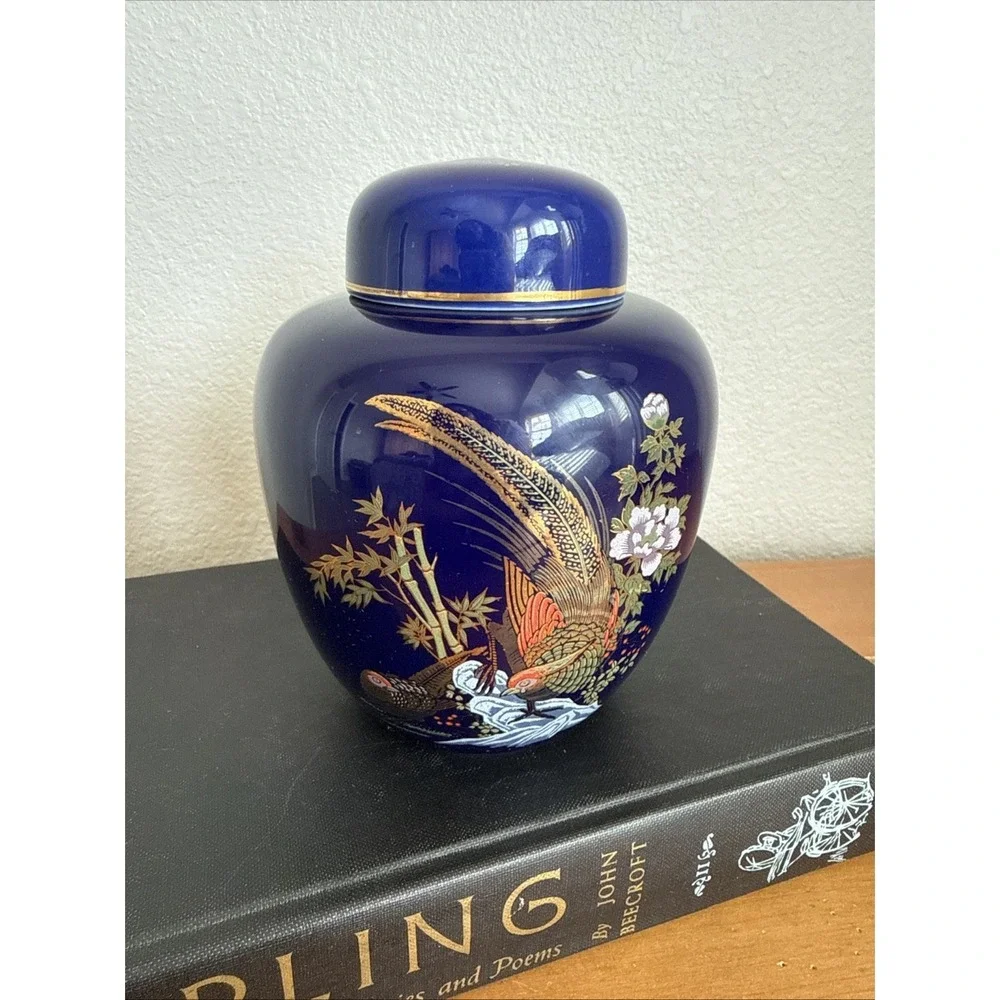 Vintage Asian Cobalt Blue Gold Oriental 5